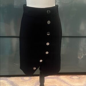 Maje jipy Black Pencil Skirt with gold accent Buttons